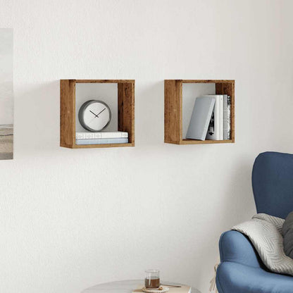 vidaXL Étagères murales cubes 2 pcs aspect bois de récupération 30x15x30 aggloméré