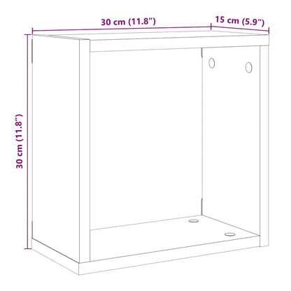 vidaXL Étagères murales cubes 2 pcs aspect bois de récupération 30x15x30 aggloméré