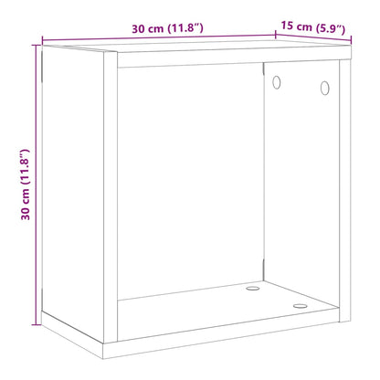 vidaXL Würfel-Wandregale 4 Stk. Altholz-Optik 30x15x30 Holzwerkstoff