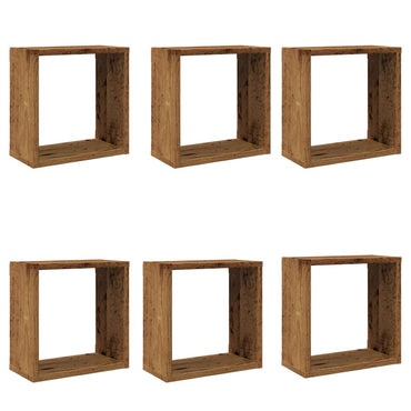 vidaXL Würfel-Wandregale 6 Stk. Altholz-Optik 30x15x30 Holzwerkstoff