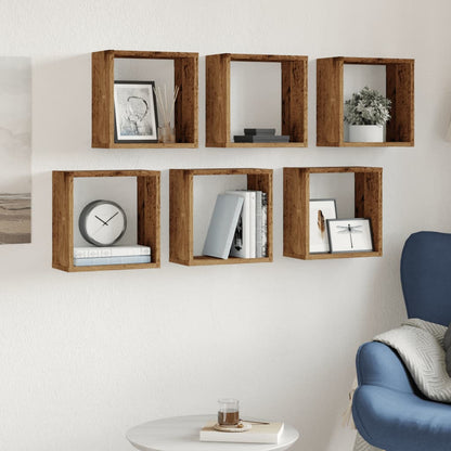 vidaXL Würfel-Wandregale 6 Stk. Altholz-Optik 30x15x30 Holzwerkstoff