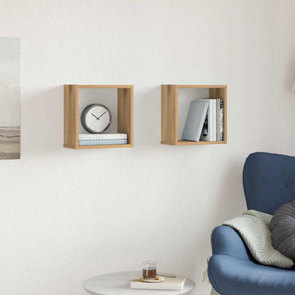 vidaXL Étagères murales cubes 2 pcs Chêne artisan 30x15x30 Bois d'ingénierie