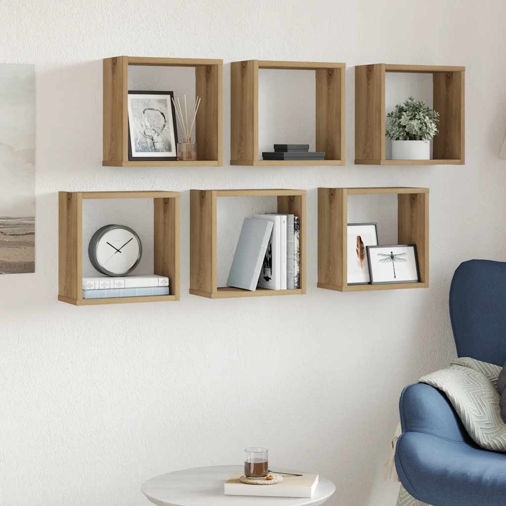 vidaXL Étagères murales cubes 6 pcs Chêne artisan 30x15x30 Bois d'ingénierie