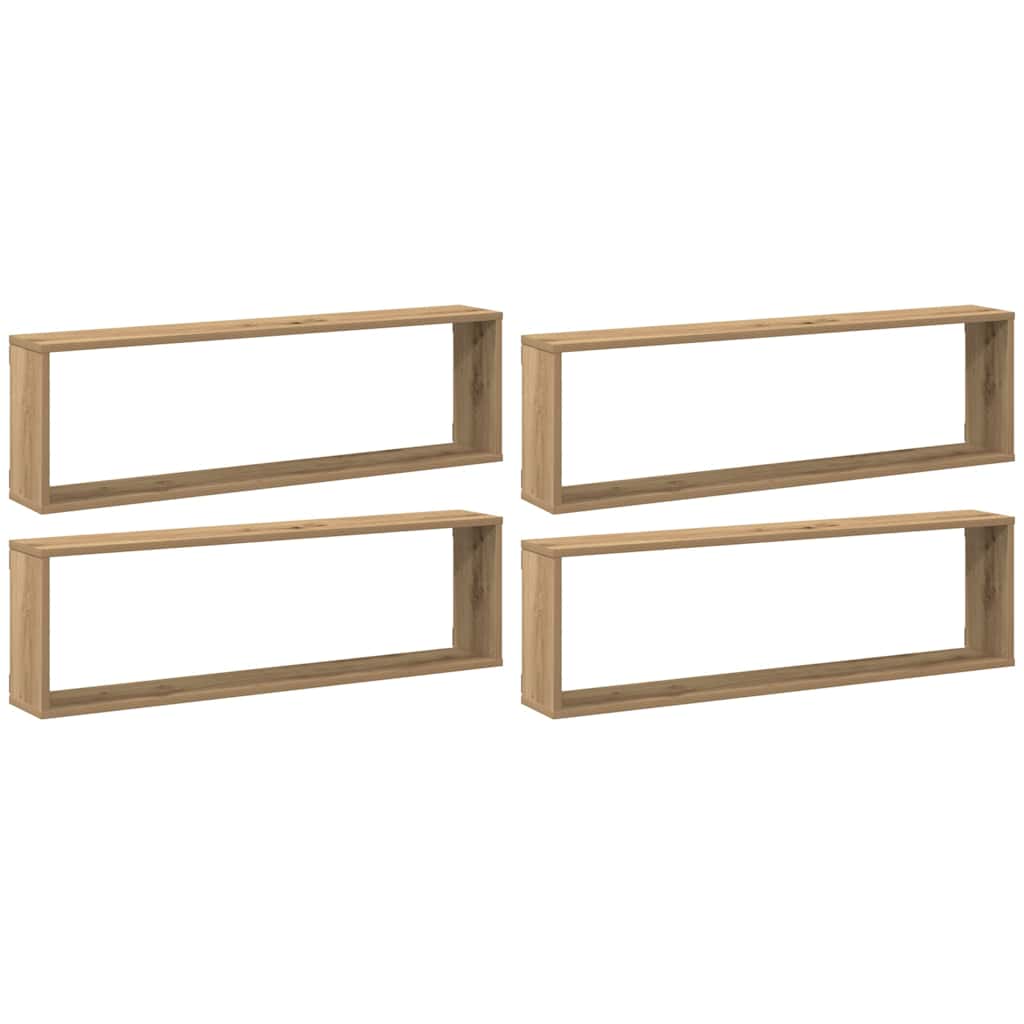 vidaXL Würfel-Wandregale 4 Stk. Artisan-Eiche 100x15x30 Holzwerkstoff