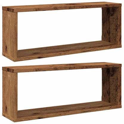 vidaXL Würfel-Wandregale 2 Stk. Altholz-Optik 60x15x23 Holzwerkstoff