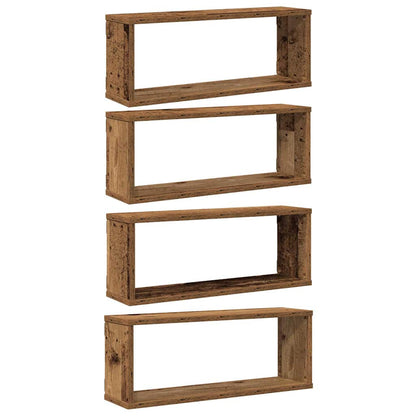 vidaXL Würfel-Wandregale 4 Stk. Altholz-Optik 60x15x23 Holzwerkstoff