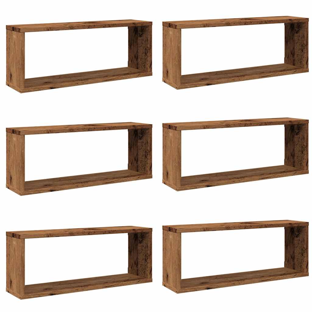 vidaXL Würfel-Wandregale 6 Stk. Altholz-Optik 60x15x23 Holzwerkstoff