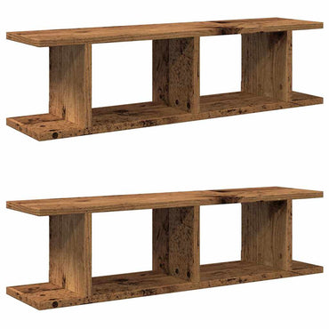 vidaXL Étagères murales 2 pcs Aspect bois de récupération 75x18x20 cm Bois d'ingénierie