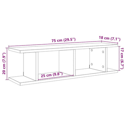 vidaXL Étagères murales 2 pcs Chêne artisan 75x18x20 cm Bois d'ingénierie
