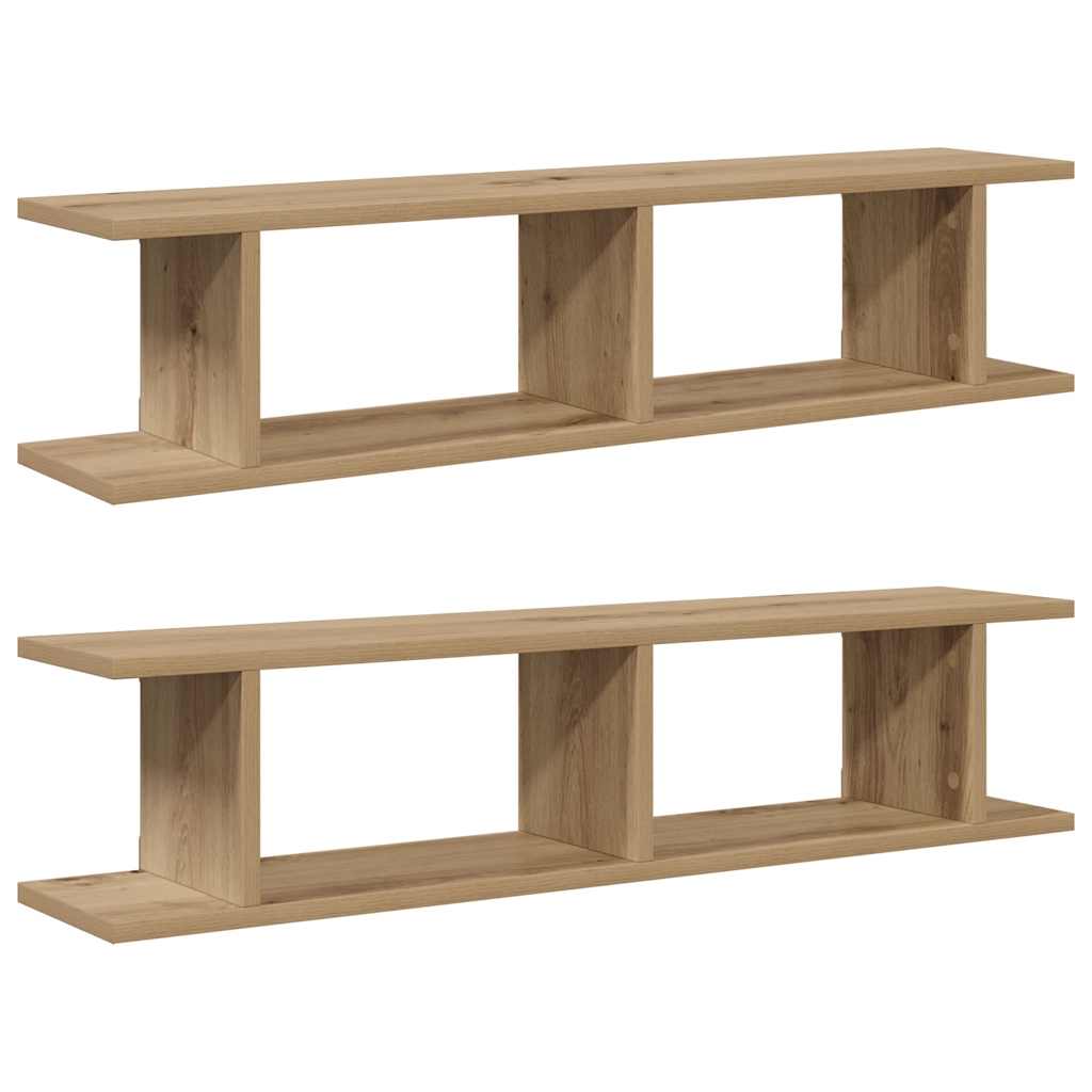vidaXL Étagères murales 2 pcs Chêne artisan 90x18x20 cm Bois d'ingénierie