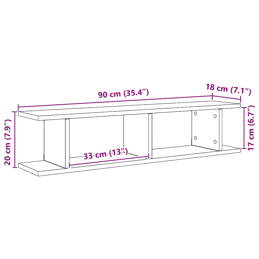 vidaXL Étagères murales 2 pcs Chêne artisan 90x18x20 cm Bois d'ingénierie