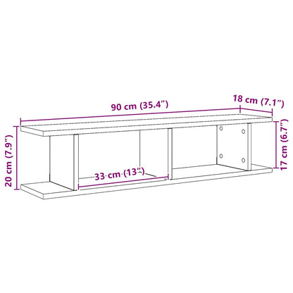 vidaXL Étagères murales 2 pcs Chêne artisan 90x18x20 cm Bois d'ingénierie