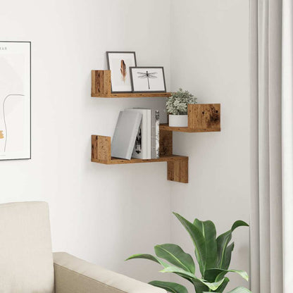 vidaXL Étagère d'angle murale aspect bois de récupération 40x40x49,5 cm en bois d'ingénierie