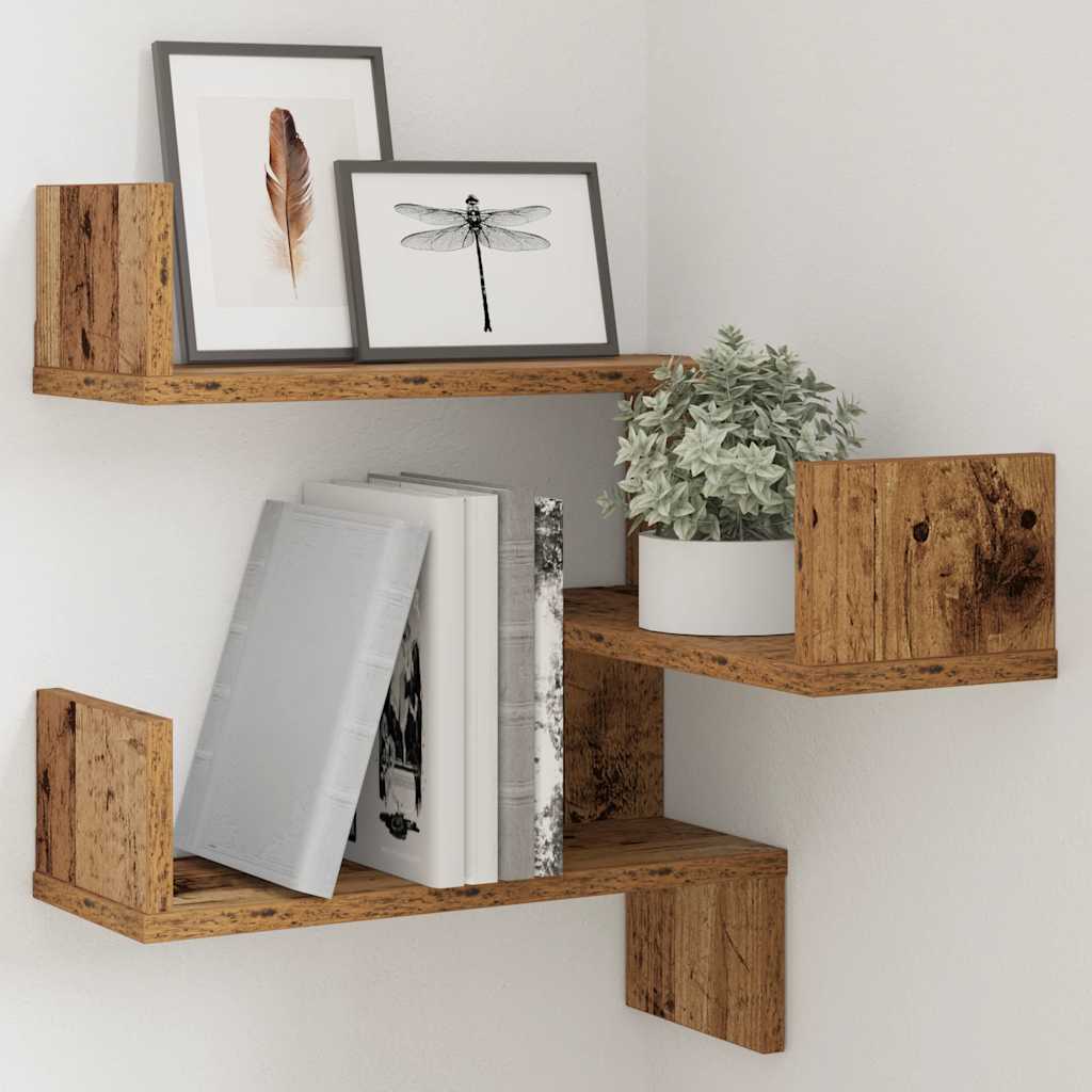 vidaXL Étagère d'angle murale aspect bois de récupération 40x40x49,5 cm en bois d'ingénierie