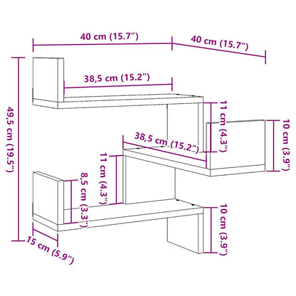 vidaXL Étagère d'angle murale aspect bois de récupération 40x40x49,5 cm en bois d'ingénierie