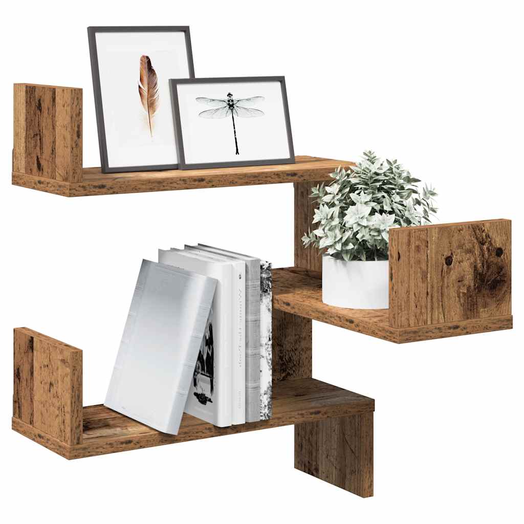 vidaXL Étagère d'angle murale aspect bois de récupération 40x40x49,5 cm en bois d'ingénierie