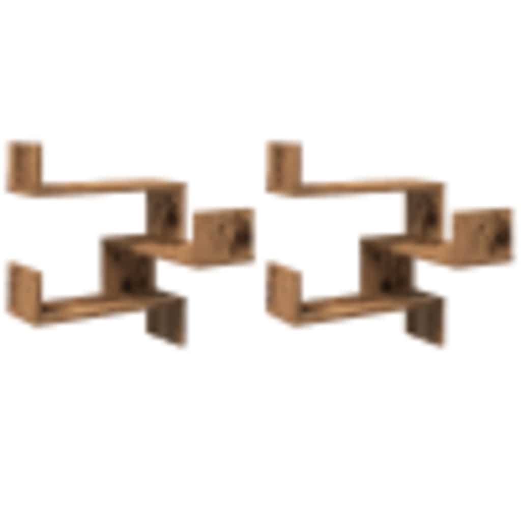 vidaXL Étagères murales d'angle 2 pcs Aspect bois de récupération 40x40x49,5 cm Bois d'ingénierie