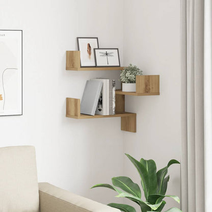 vidaXL Étagère d'angle murale chêne Artisan 40x40x49,5 cm, bois d'ingénierie