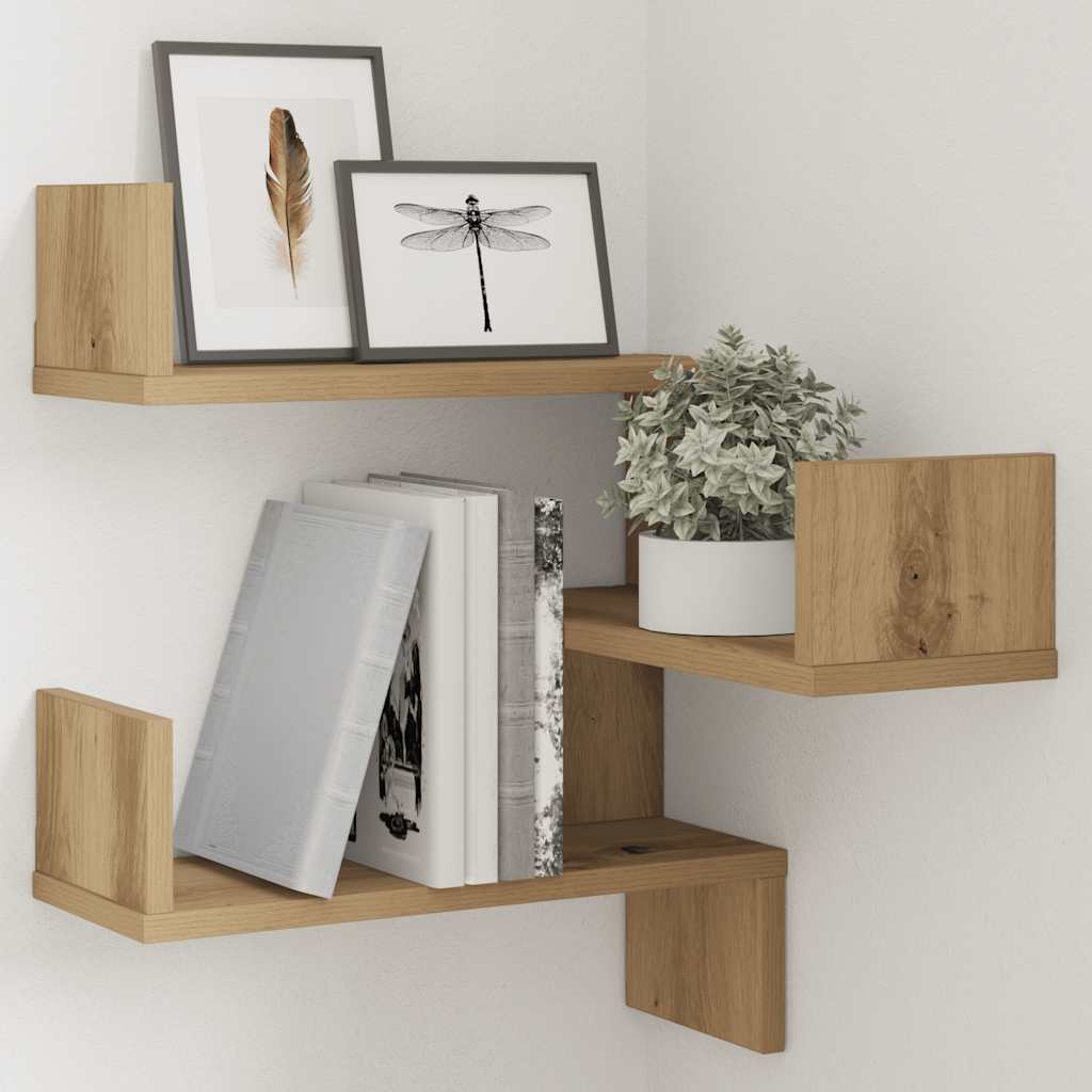vidaXL Étagère d'angle murale chêne Artisan 40x40x49,5 cm, bois d'ingénierie