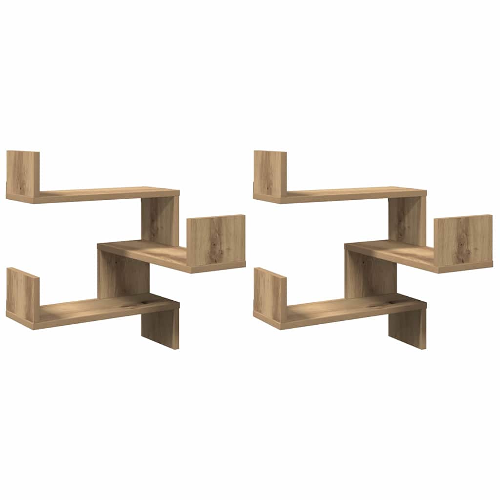 vidaXL Wand-Eckregale 2 Stk. Artisan-Eiche 40x40x49,5 Holzwerkstoff