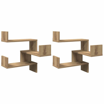vidaXL Wand-Eckregale 2 Stk. Artisan-Eiche 40x40x49,5 Holzwerkstoff