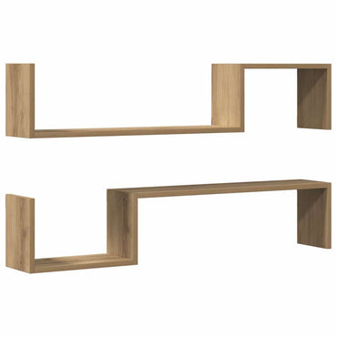 vidaXL Étagères murales 2 pcs Chêne artisan 100x15x20 cm Bois d'ingénierie