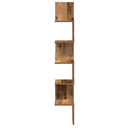 vidaXL Étagère d'angle murale aspect bois de récupération 20x20x127,5 cm en bois d'ingénierie