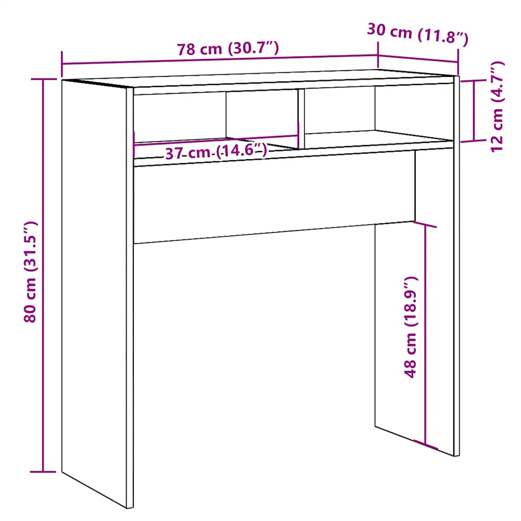 vidaXL Konsolentisch Artisan-Eiche 78x30x80 cm Holzwerkstoff