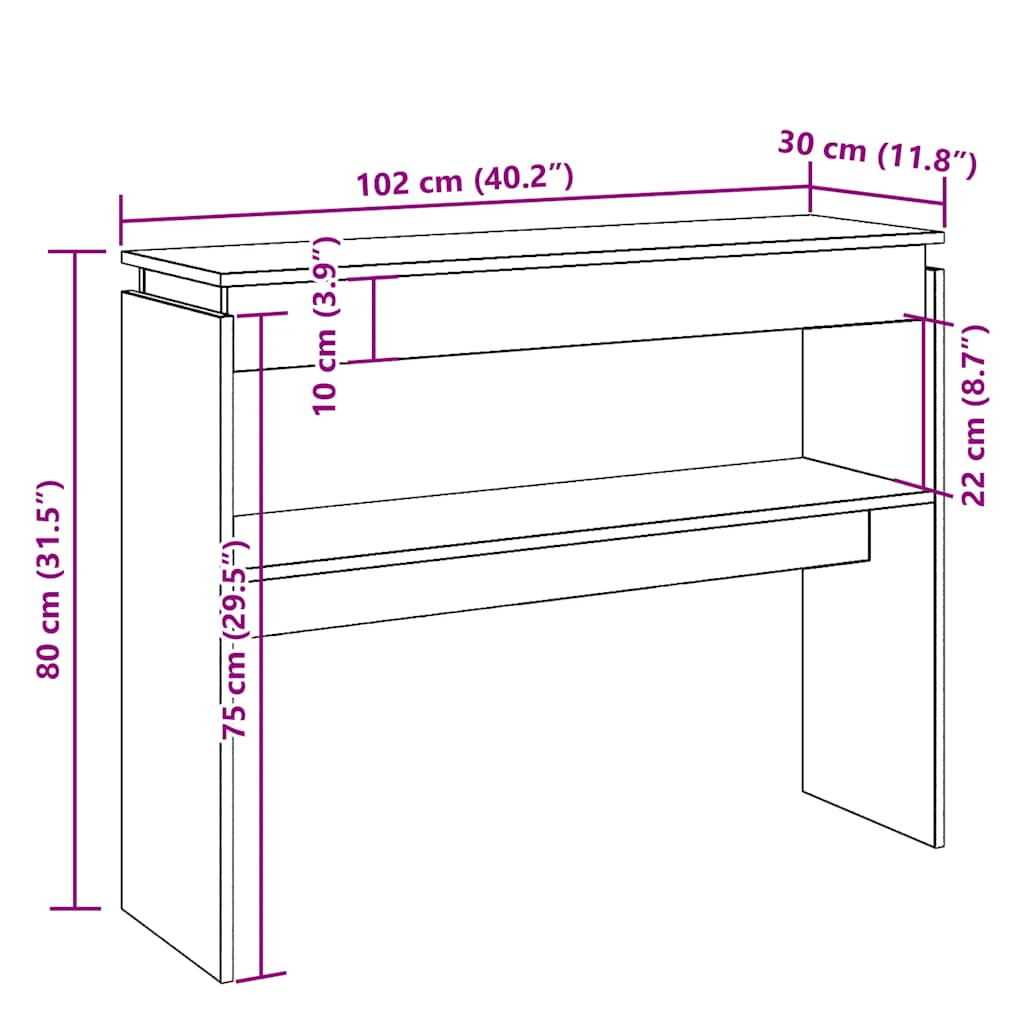 vidaXL Konsolentisch Altholz-Optik 102x30x80 cm Holzwerkstoff