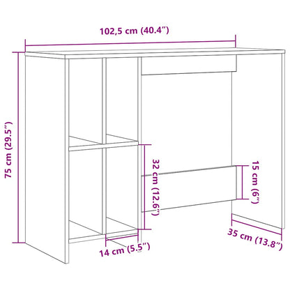 vidaXL Bureau aspect bois de récupération 102,5x35x75 cm en bois d'ingénierie