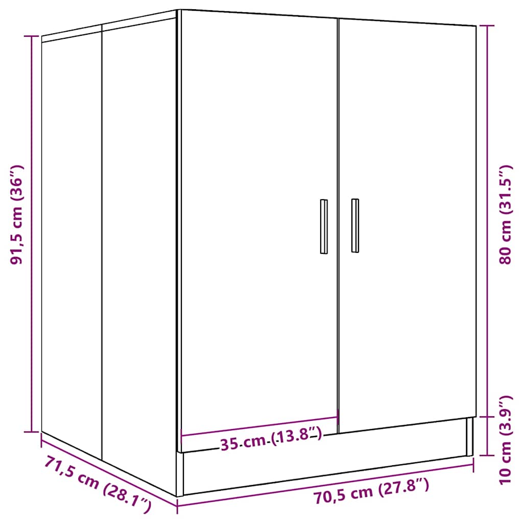 vidaXL Waschmaschinenschrank Betongrau 70,5x71,5x91,5 cm