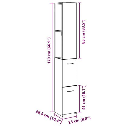 vidaXL Meuble de salle de bain aspect bois de récupération 25x25x170 cm bois d'ingénierie