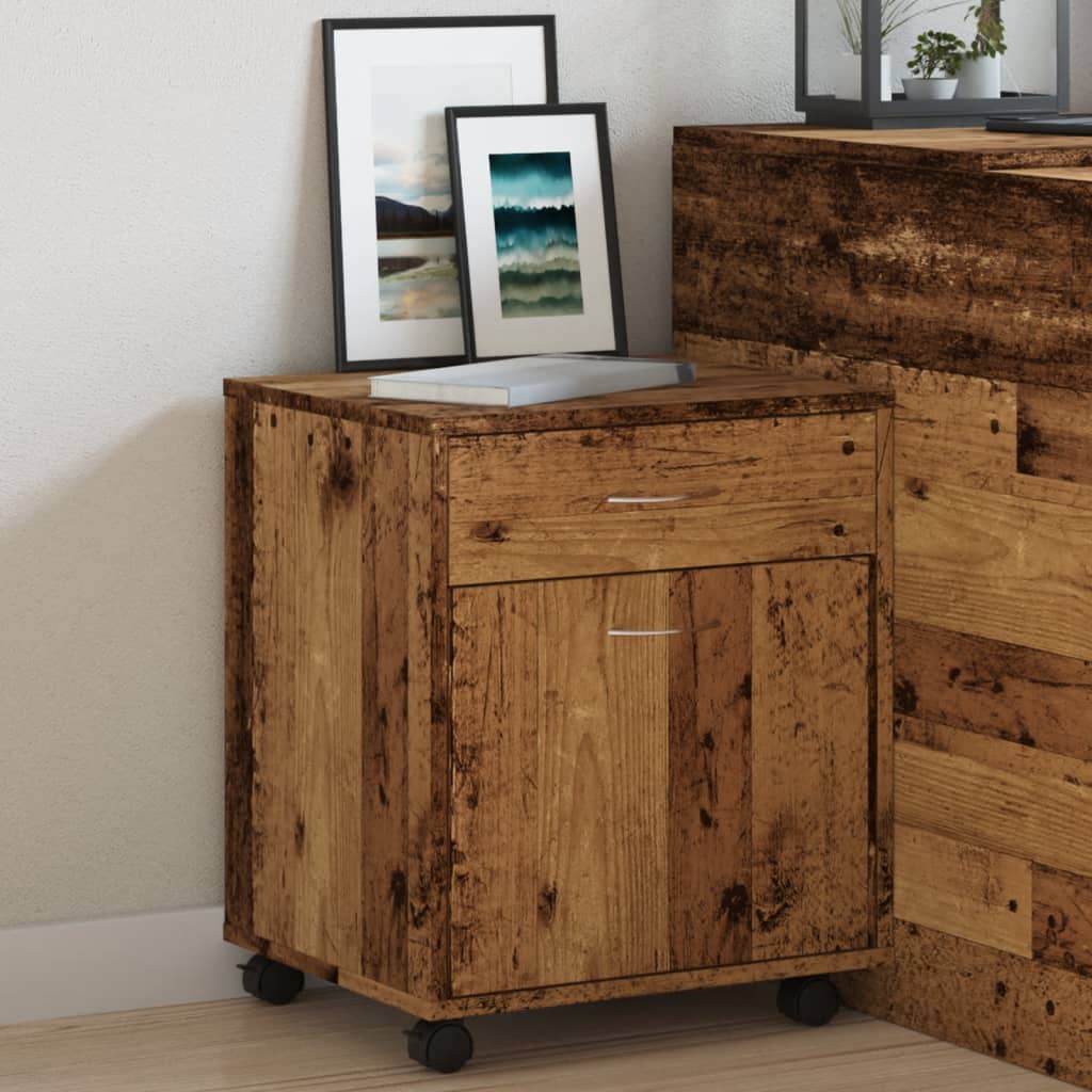 vidaXL Rollcontainer Altholz-Optik 45x38x54 cm Holzwerkstoff