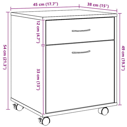 Rollcontainer Artisan-Eiche 45x38x54 cm Holzwerkstoff