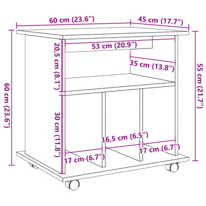 vidaXL Rollcontainer Altholz-Optik 60x45x60 cm Holzwerkstoff