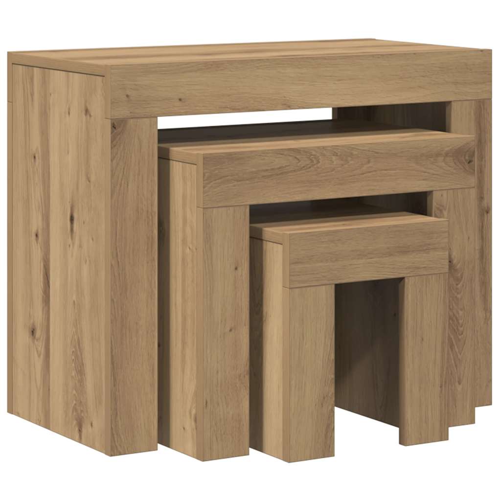 vidaXL Satztische 3 Stk. Artisan-Eiche Holzwerkstoff