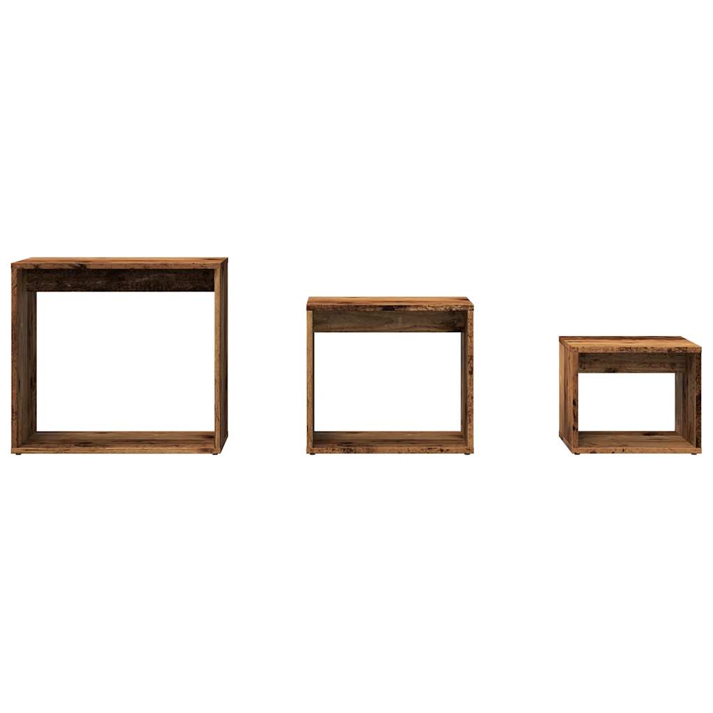vidaXL Tables gigognes 3 pcs aspect bois de récupération bois d'ingénierie
