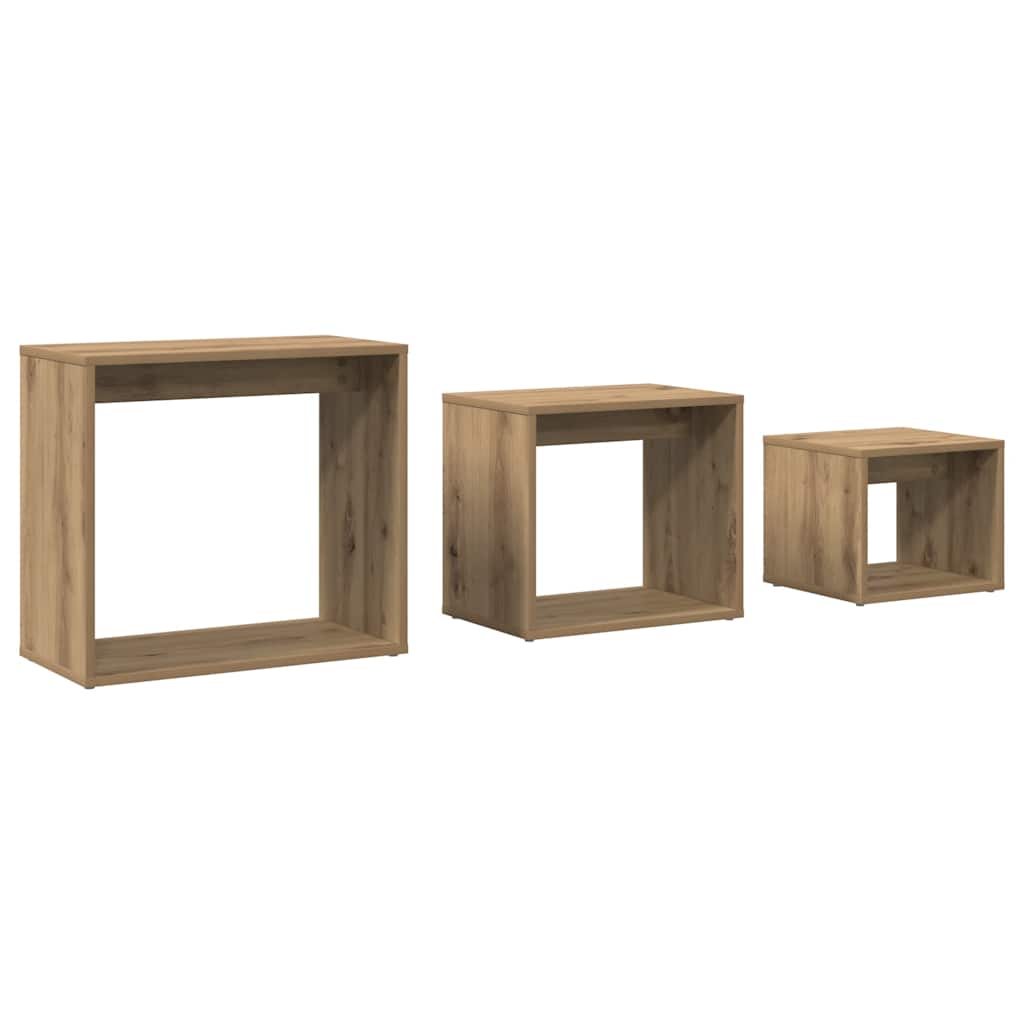 vidaXL Tables basses gigognes 3 pcs chêne artisanale bois d'ingénierie