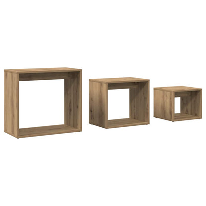 vidaXL Tables basses gigognes 3 pcs chêne artisanale bois d'ingénierie
