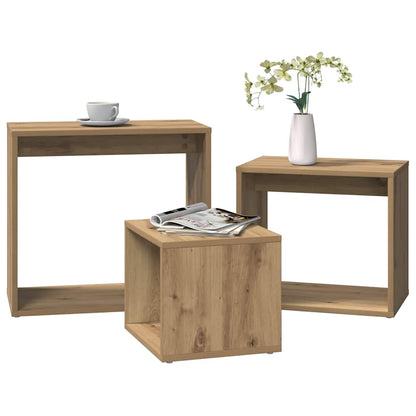 vidaXL Tables basses gigognes 3 pcs chêne artisanale bois d'ingénierie