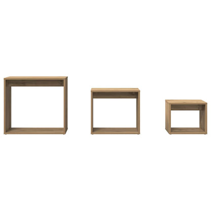 vidaXL Tables basses gigognes 3 pcs chêne artisanale bois d'ingénierie