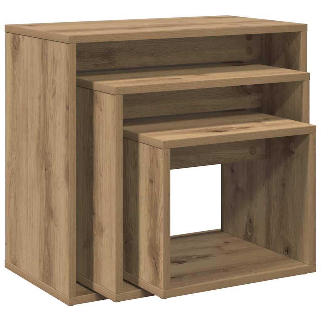 vidaXL Tables basses gigognes 3 pcs chêne artisanale bois d'ingénierie