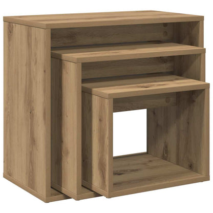 vidaXL Tables basses gigognes 3 pcs chêne artisanale bois d'ingénierie