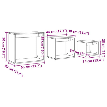 vidaXL Tables basses gigognes 3 pcs chêne artisanale bois d'ingénierie