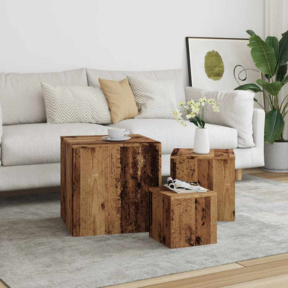 Beistelltische 3 Stk. Altholz-Optik Holzwerkstoff