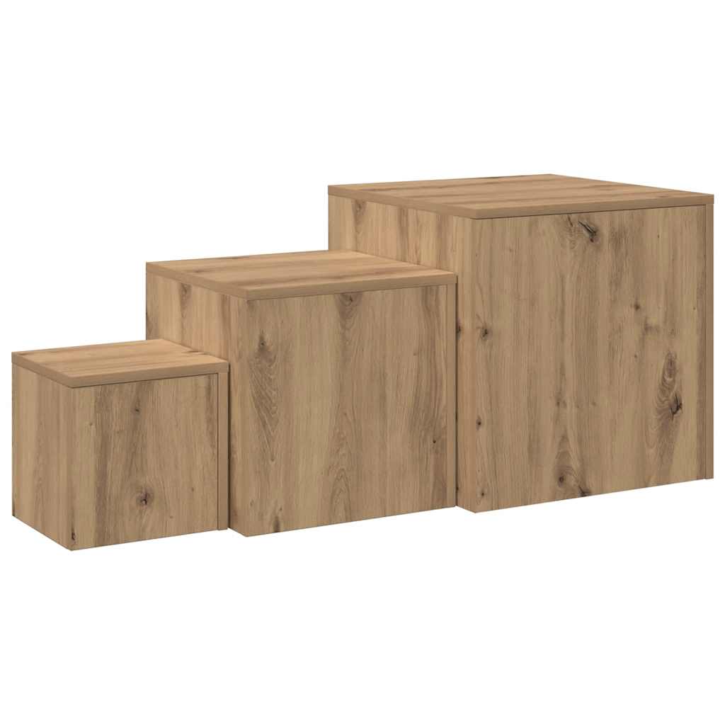 vidaXL Tables d'appoint 3 pcs Chêne artisannel Bois d'ingénierie