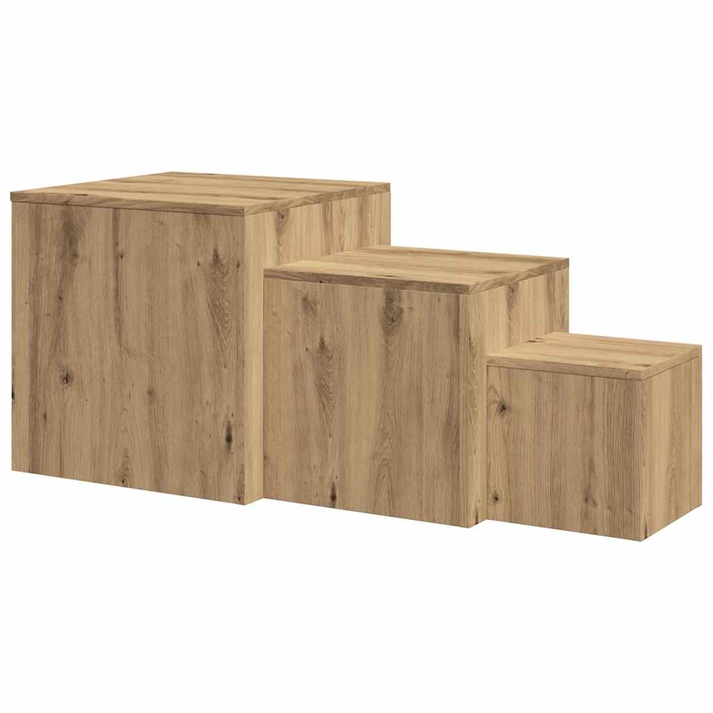 vidaXL Tables d'appoint 3 pcs Chêne artisannel Bois d'ingénierie