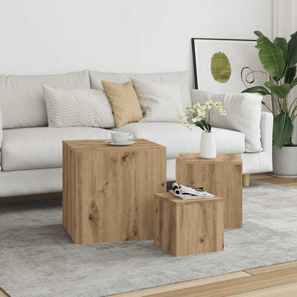 vidaXL Tables d'appoint 3 pcs Chêne artisannel Bois d'ingénierie