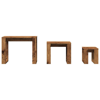 vidaXL Tables gigognes 3 pcs aspect bois de récupération bois d'ingénierie