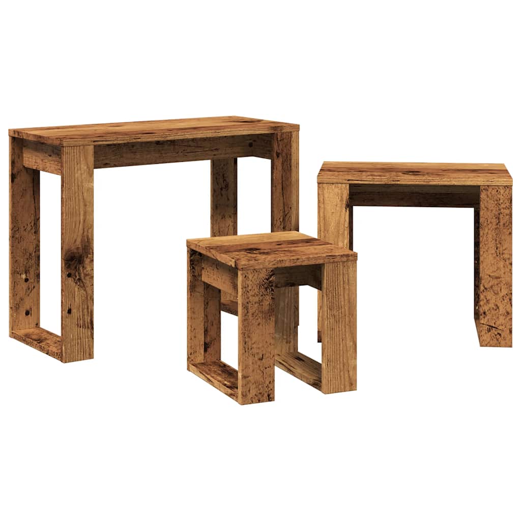 vidaXL Tables gigognes 3 pcs aspect bois de récupération bois d'ingénierie
